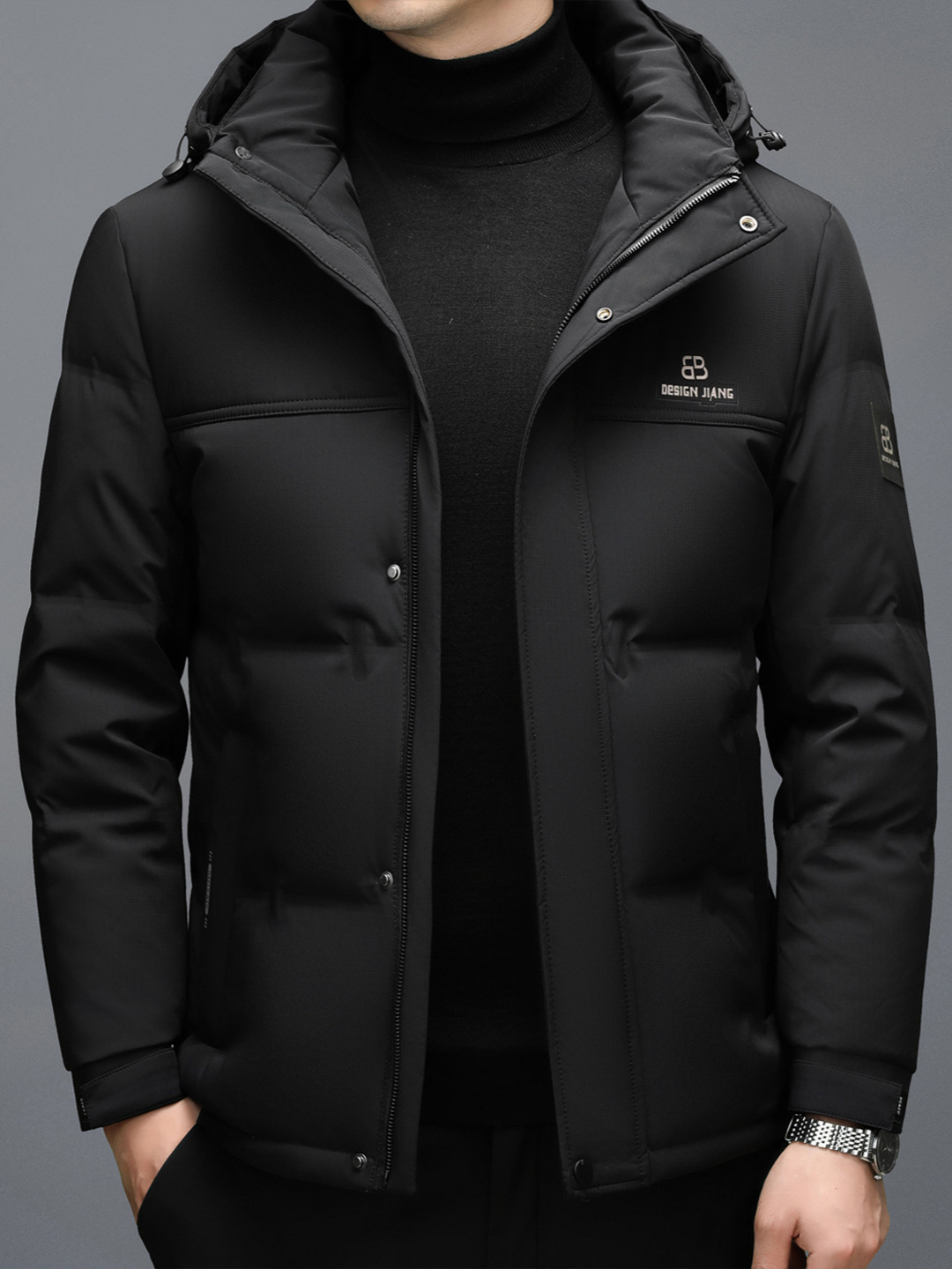 Long warm casual winter down jacket for boys