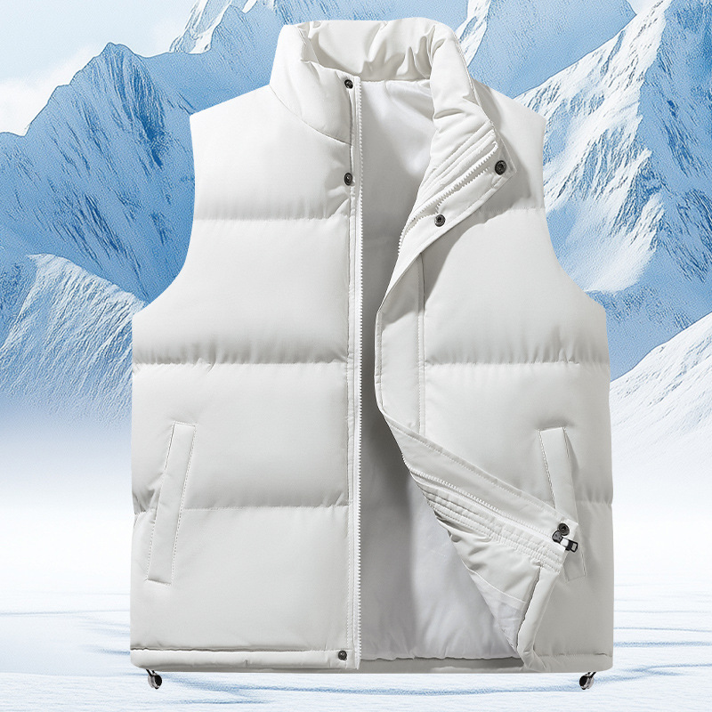 冬季立领马甲男士纯色加绒加厚保暖坎肩无袖棉服马夹潮流情侣外套