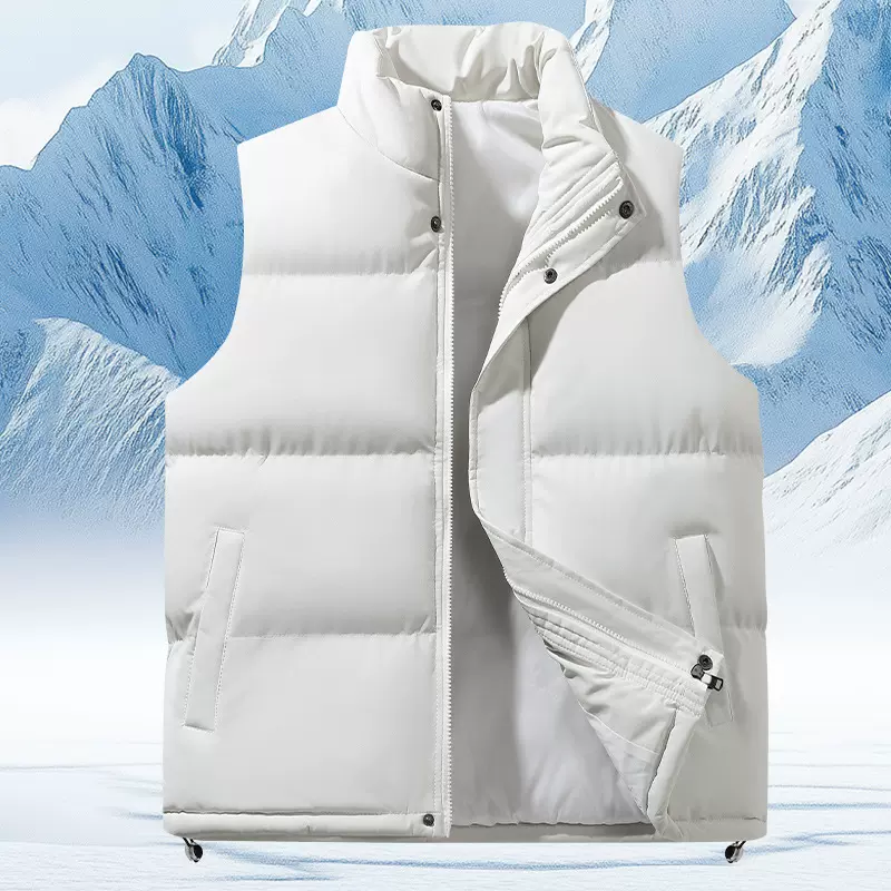 冬季立领马甲男士纯色加绒加厚保暖坎肩无袖棉服马夹潮流情侣外套