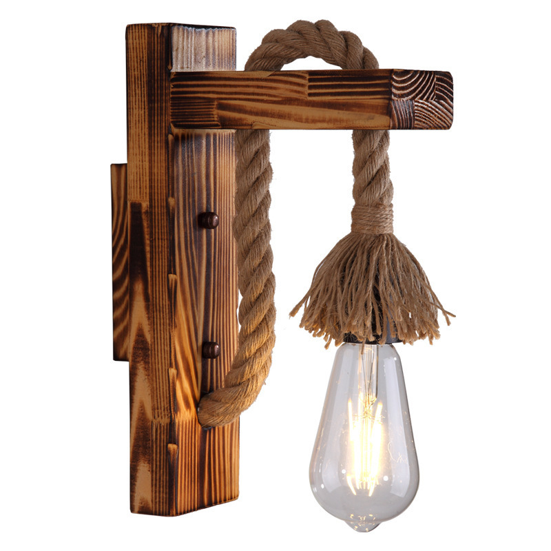 Country wooden retro sconce for living room for corridor for gazebo