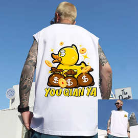 B17 聚酯印花背心运动无袖t恤坎肩宽松男装大图片满背外穿背心