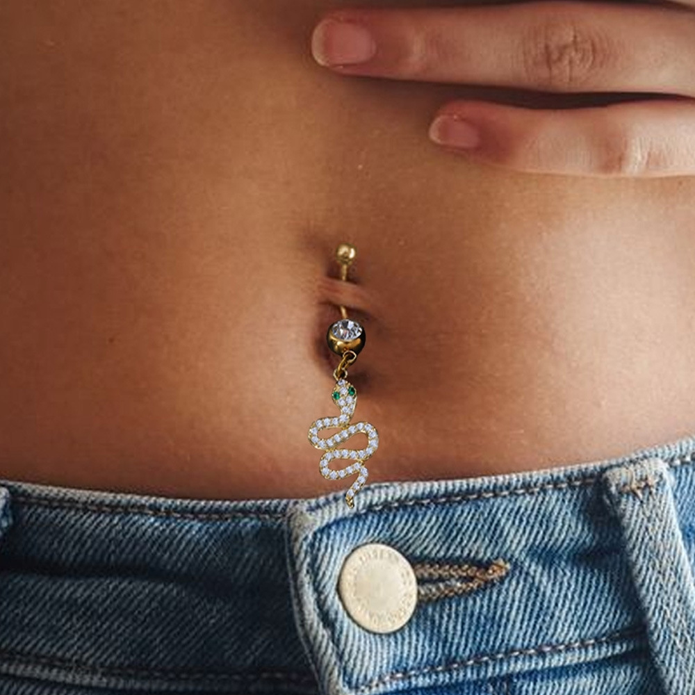 Fashion Snake Rhinestone Rhinestones Belly Ring