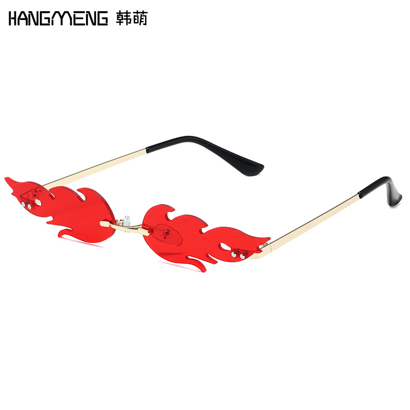 2021 new cross-border flame sunglasses personalized fashion sunglasses metal frameless party glasses factory wholesale