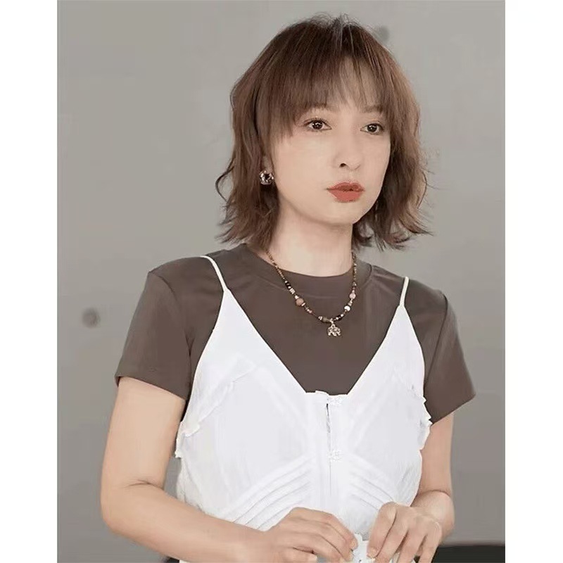 El mismo estilo de Wu Xin, color dopamina, piedra natural, collar de elefante con cuentas, temperamento de moda de nicho, collar de todo fósforo