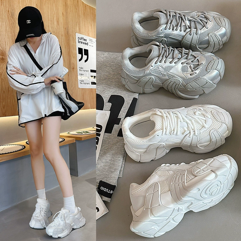 Женская обувь для папы, 2025 г., дышащая повседневная спортивная мужская обувь на толстой подошве для бега на платформе, универсальная обувь, новые осенние женские кроссовки