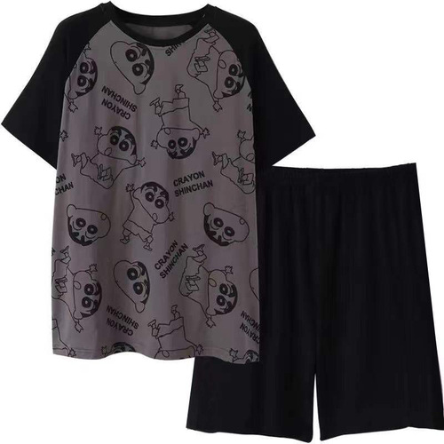 Men's 2025 Summer Pajama Set for Teenagers and Youth - Loose and Casual Home Wear - Large Size Set - Men's Wearable Short Sleeve T-shirt