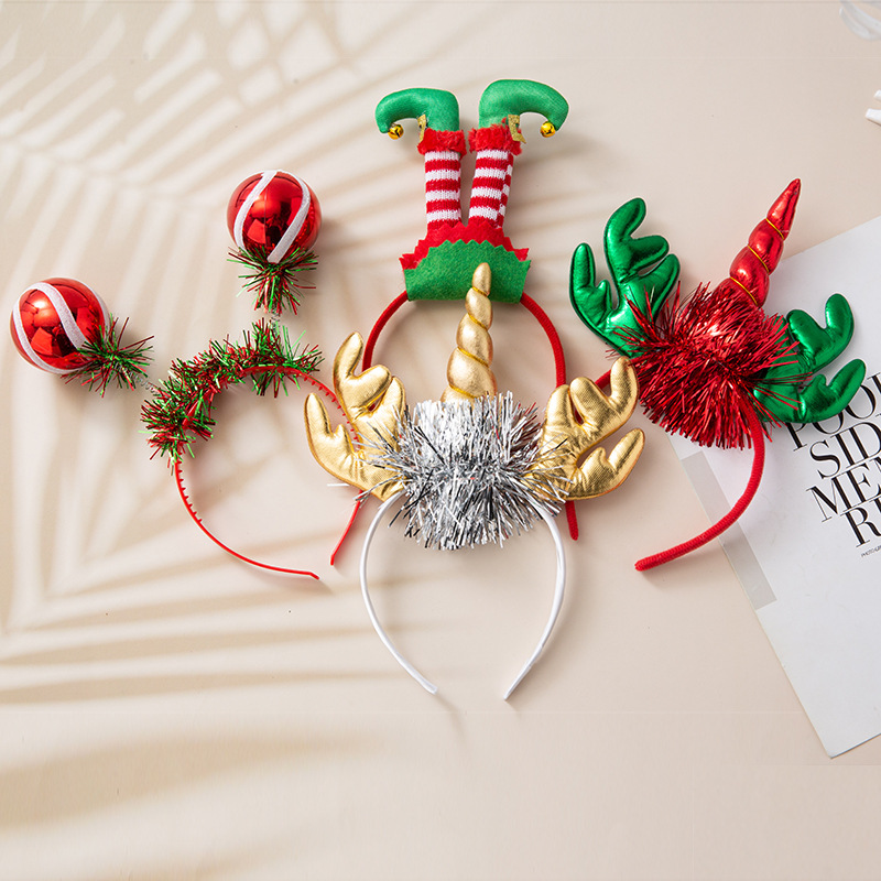 Nuevo Navidad cornamenta diadema unicornio diadema galvanoplastia bola cabeza de dibujos animados accesorios de fiesta de los niños de vestir