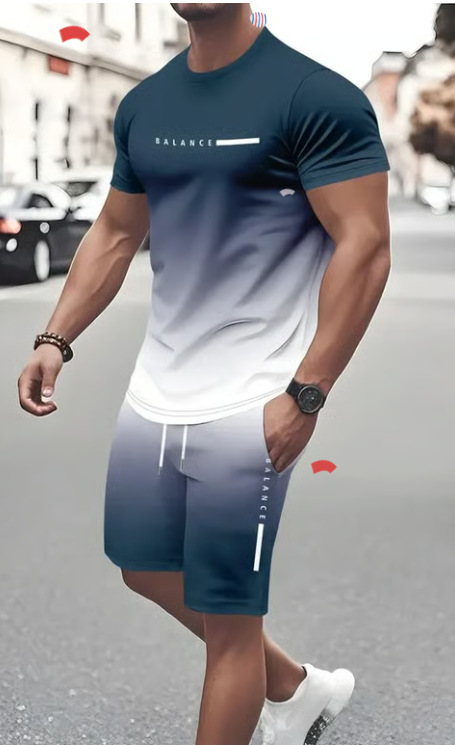 Conjunto de camisetas y pantalones de manga corta a la moda, los más vendidos en Amazon en 2026, ropa holgada para hombre con estampado digital 3D y colores degradados