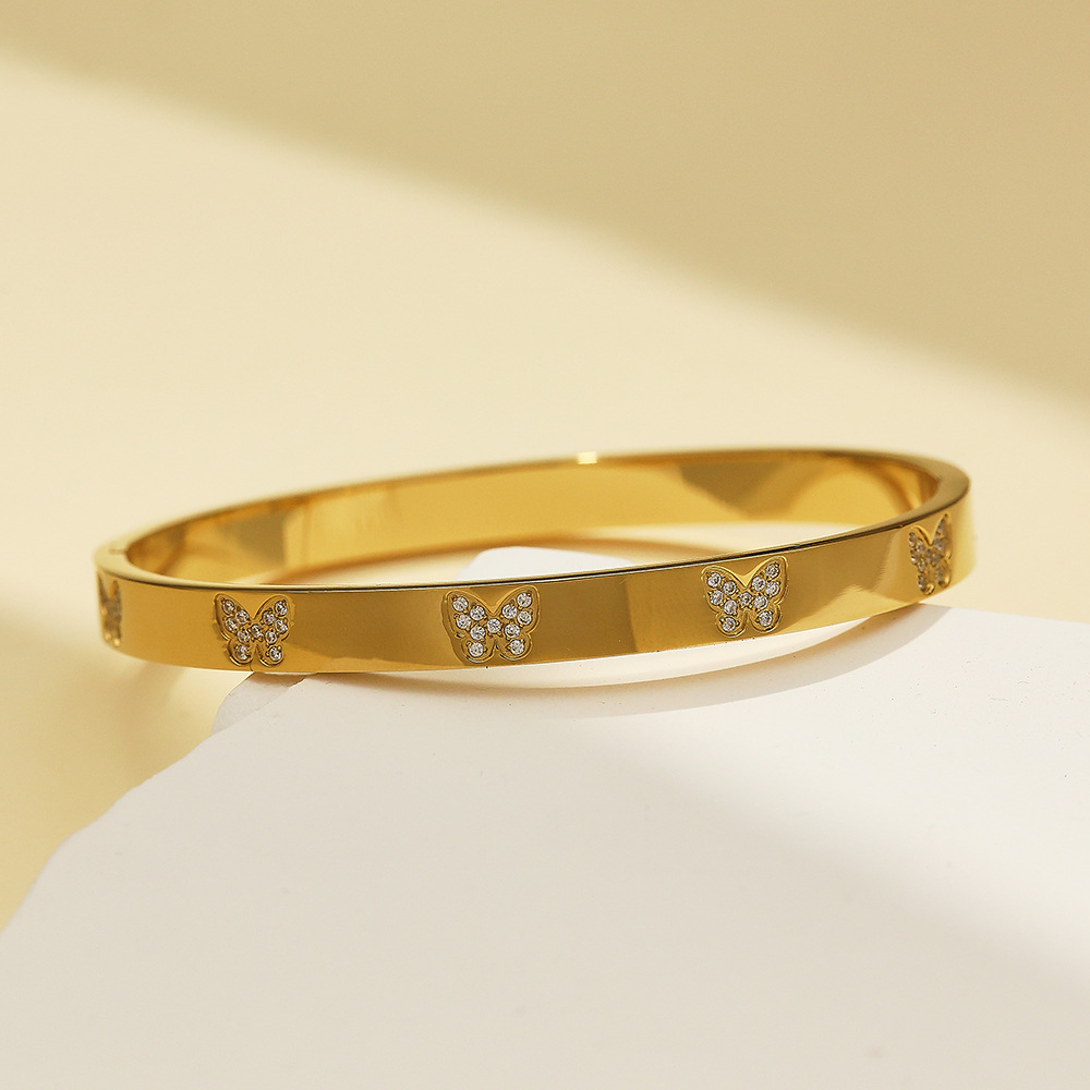 23g Weight Titanium Steel Pendant Material Bangle Classification Titanium Steel Chain Material 1 Piece Quantity Casual Occasion Titanium Steel Material Butterfly Pattern Women's Gender Butterfly Design Basic Style Basic Butterfly Titanium Steel Wholesale Bangle 3