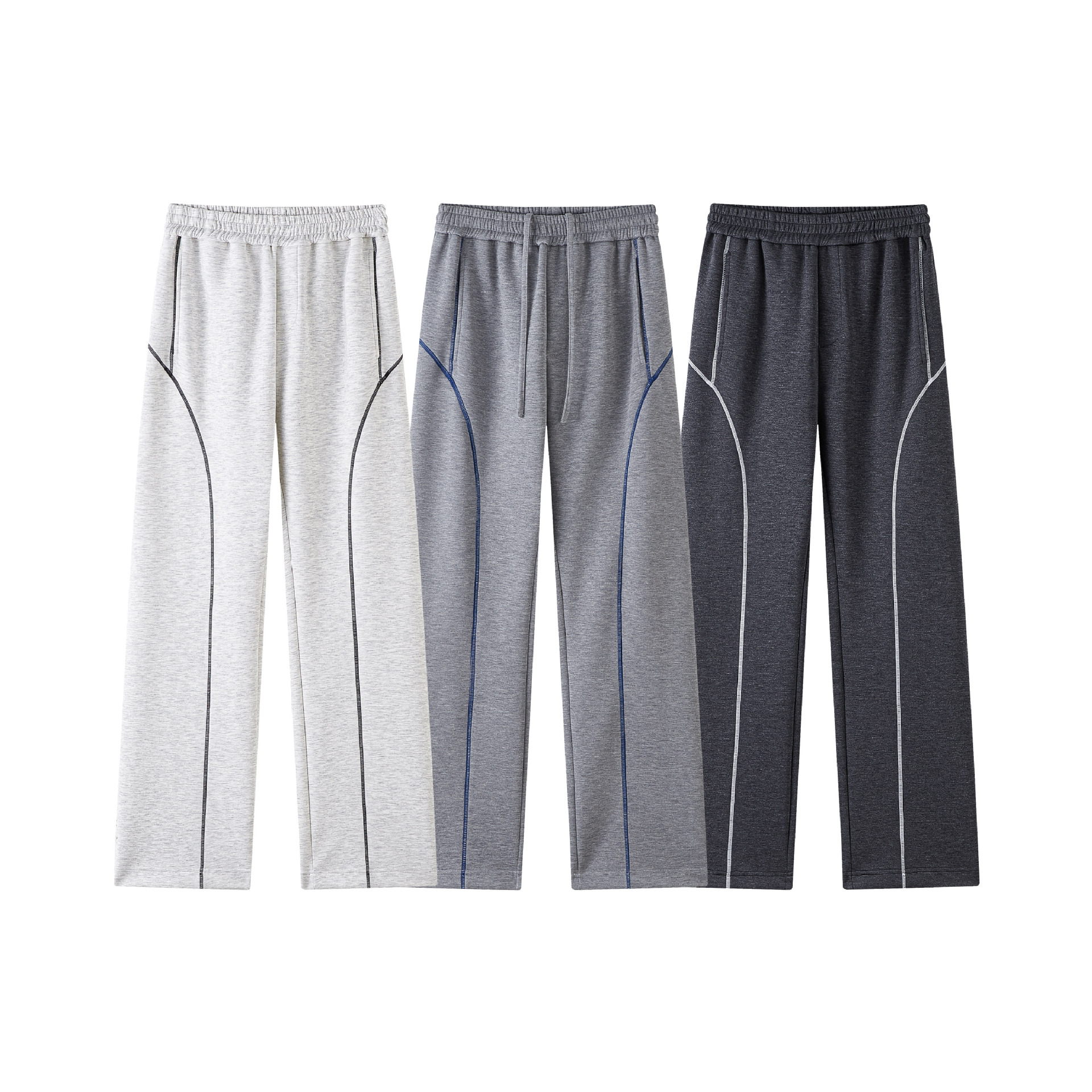 Men's American-style patchwork casual wide-leg sweatpants, cleanfit loose straight leg athletic pants, trendy brand, in stock.