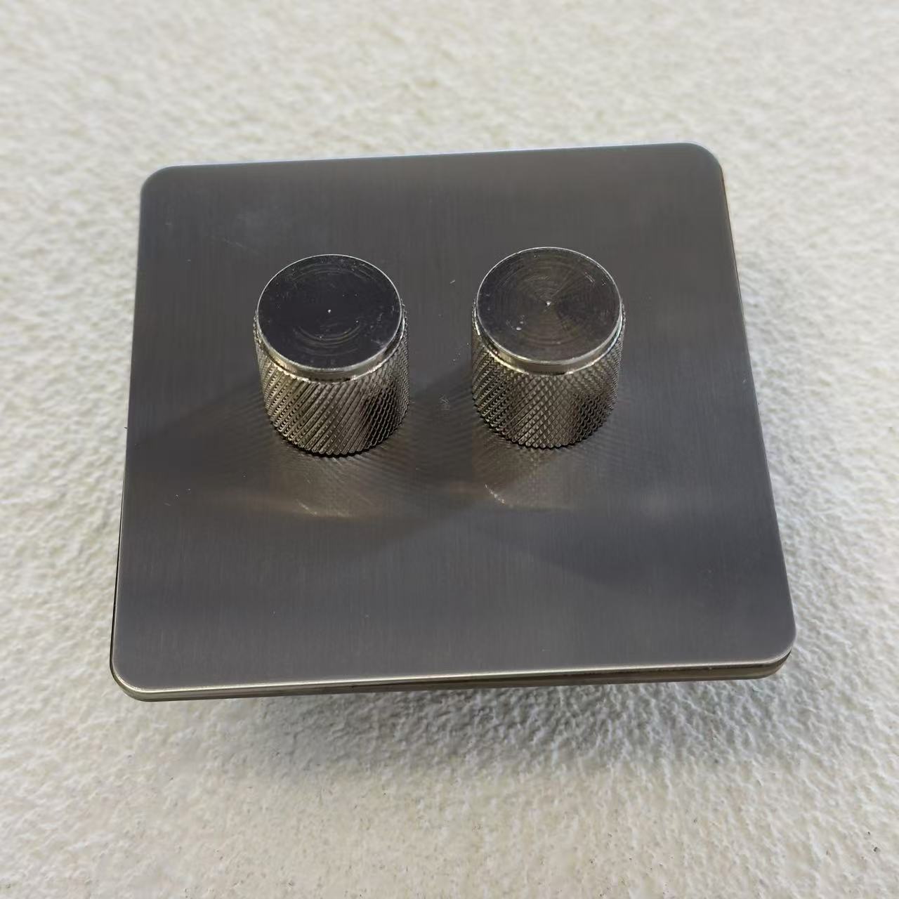 86金属不锈钢1开双调光双调光开关250v300w英标镍拉丝风扇镍拉丝