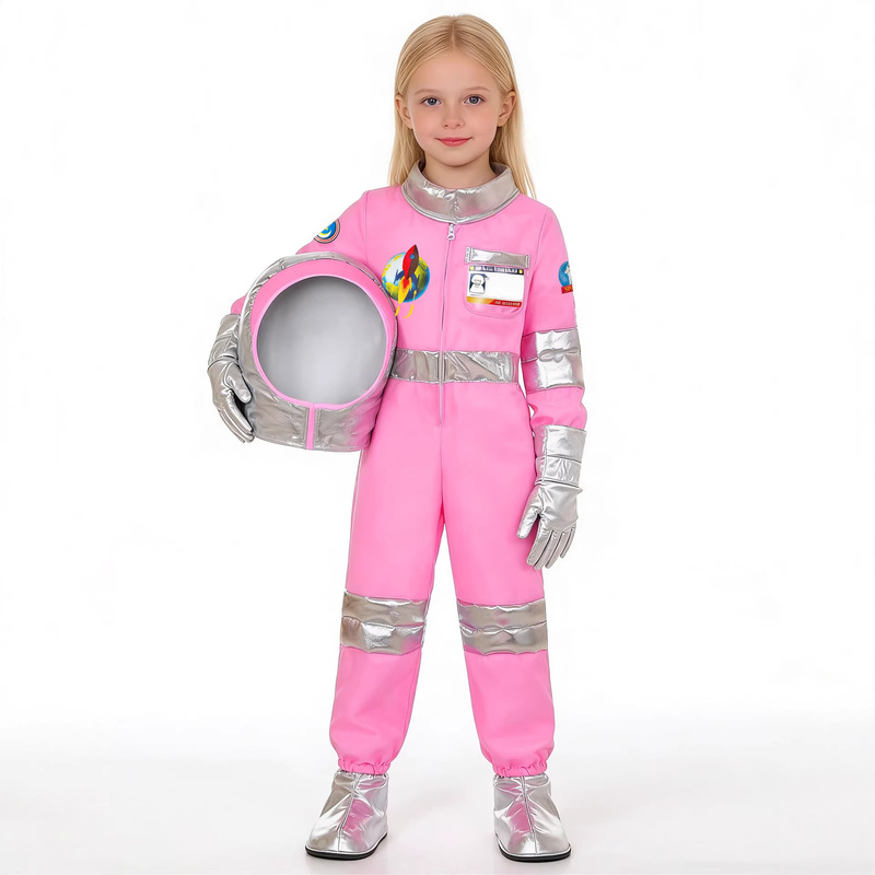 New Children's Astronaut Space Suit Embroidered Space Suit Complete Set with Hat Halloween Performance Suit