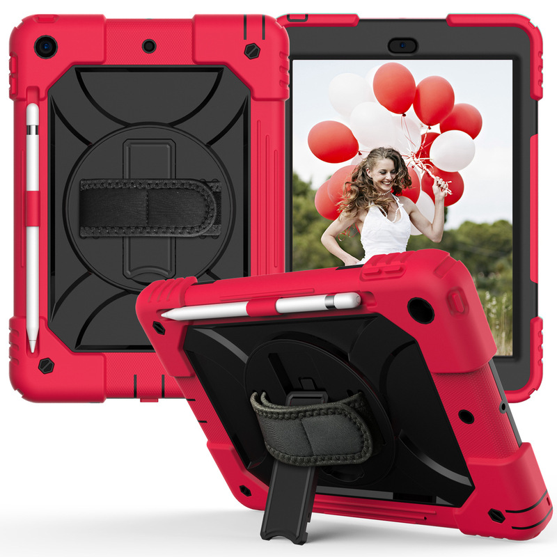 Applicable to Apple ipad 10.2 tablet protective case ipad789 hand strap rotating bracket colorful drop-resistant tablet case