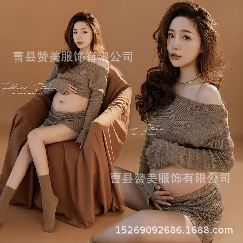 New Photo Studio Pregnant Women Photo Clothing Sexy Cute Slim High-level Light and Shadow Atmosphere Photo Photography Art Photo