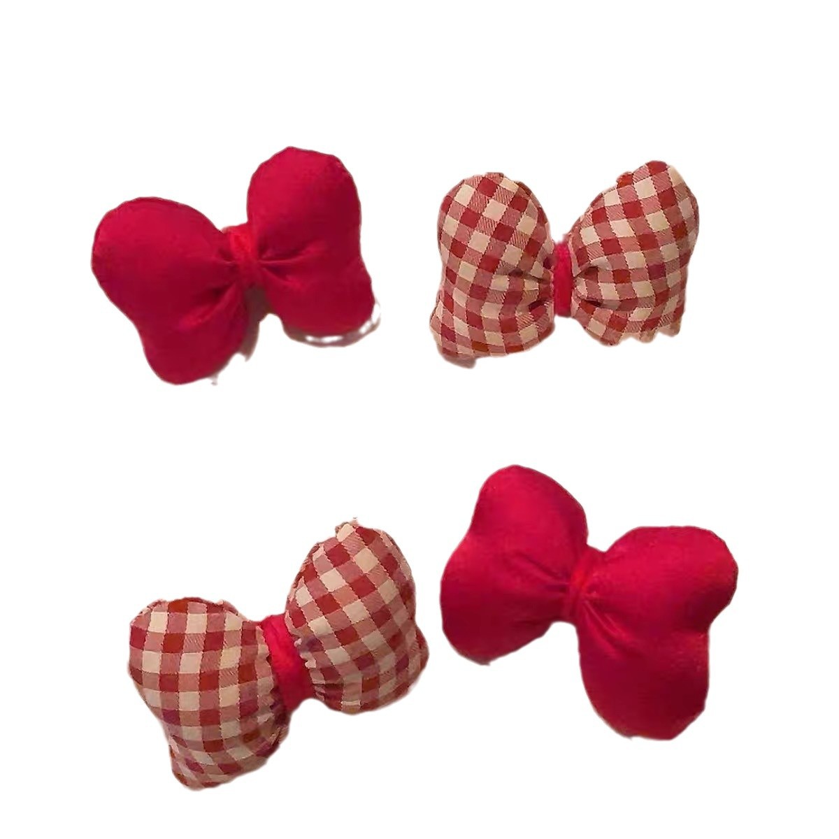 Anillo de pelo de peluche rojo para niños gran arco de caráter bolas de cabello estudiantes adornos de cabello a cuadros lindos