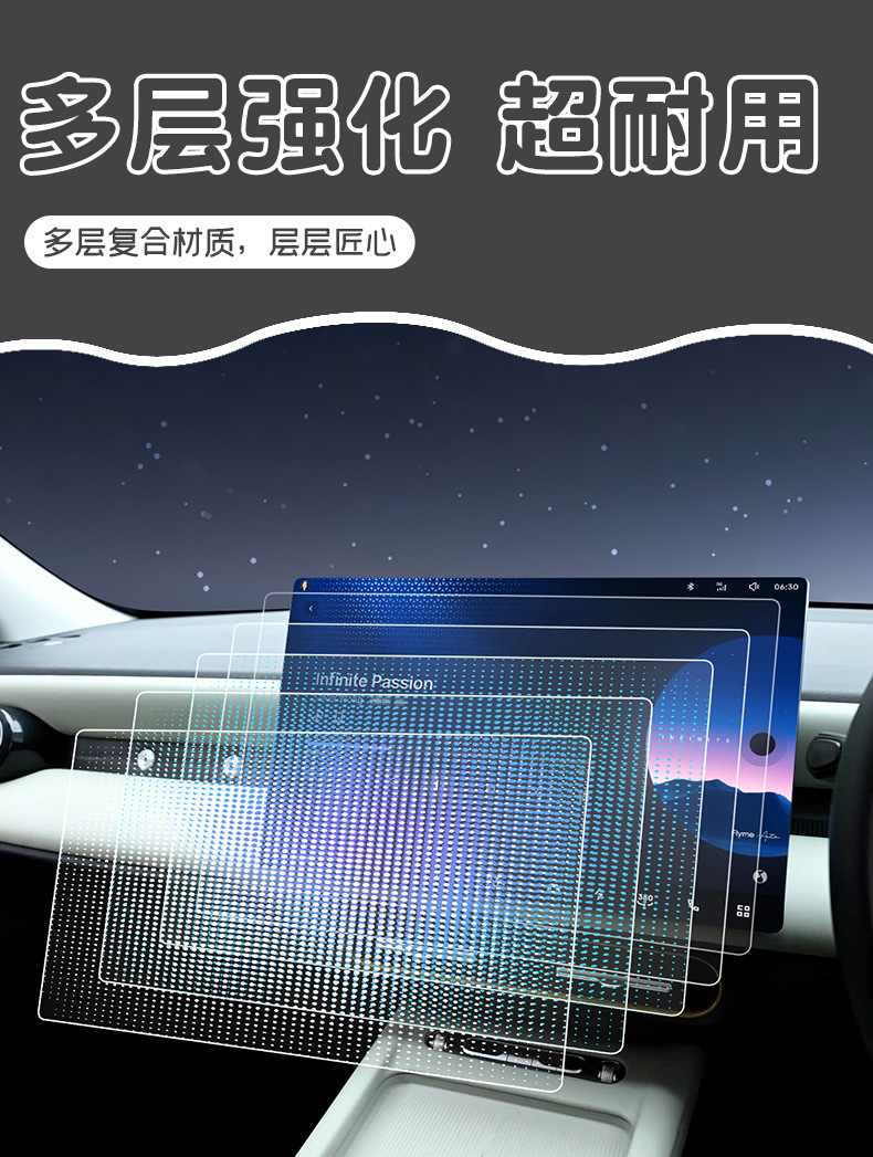 Suitable for Chery QQ3EV screen tempered film, specialized center console screen protective film, car interior decoration modification supplies