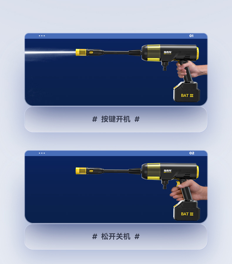 Wireless car washer high pressure water gun for car household portable lithium battery powerful booster rechargeable cleaning wholesale