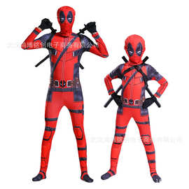 死侍Cosplay连体紧身衣舞台表演服Deadpool万圣节服装儿童男