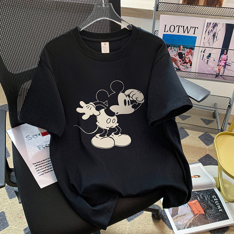 Loose-Fitting Mickey Mouse 200 Print Short-Sleeve Women's T-Shirt American Style Casual Student Retro Summer Design Loose-Fitting Mickey Mouse 200 Print Short-Sleeve Women's T-Shirt American Style Casual Student Retro Summer Design