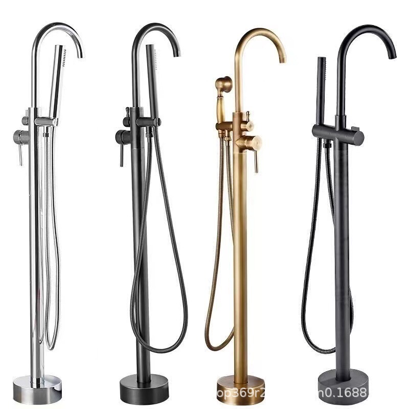 Bathtub Floor Shower Cross-border E-commerce Foreign Trade All Copper Shower Silent Bathtub Faucet All Copper Main Body Household Floor Shower