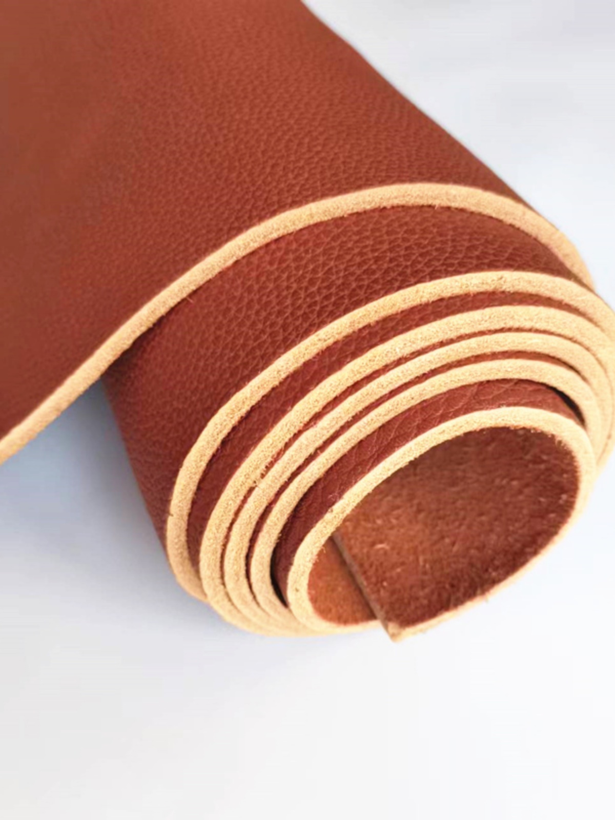 4.5mm加厚牛皮皮料diy子桌垫头层牛皮凉席皮床垫沙发垫红棕色