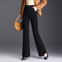 2025秋季新款高腰垂感显瘦鱼尾休闲长裤时尚脚口长钻针织微喇裤女