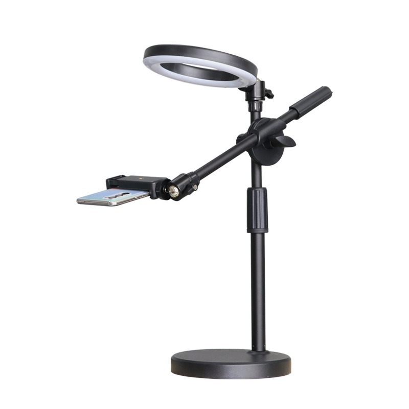 Soporte de teléfono móvil de escritorio para rotación libre para disparar alimentos, joyería, artefactos mágicos, soporte de lámpara de aterrizaje