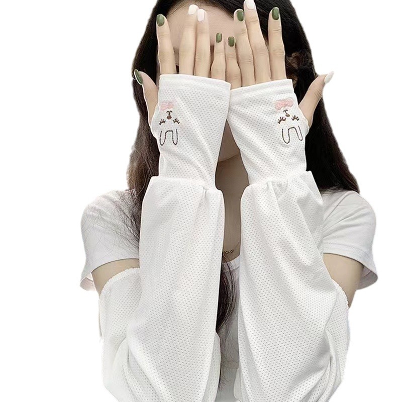 시원한 토끼 여성의 여름 아이스 실크 선스크린 통기성 얇은 느슨한 플러스 사이즈 소매 운전 사이클링 야외 햇살