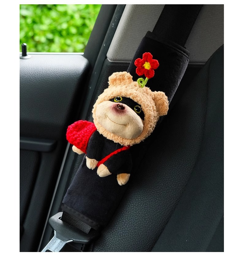Car Seat Belt Shoulder Cover, Cute Car Doll Protective Cover, Car Interior Decoration Supplies, Creative Bee Dog
