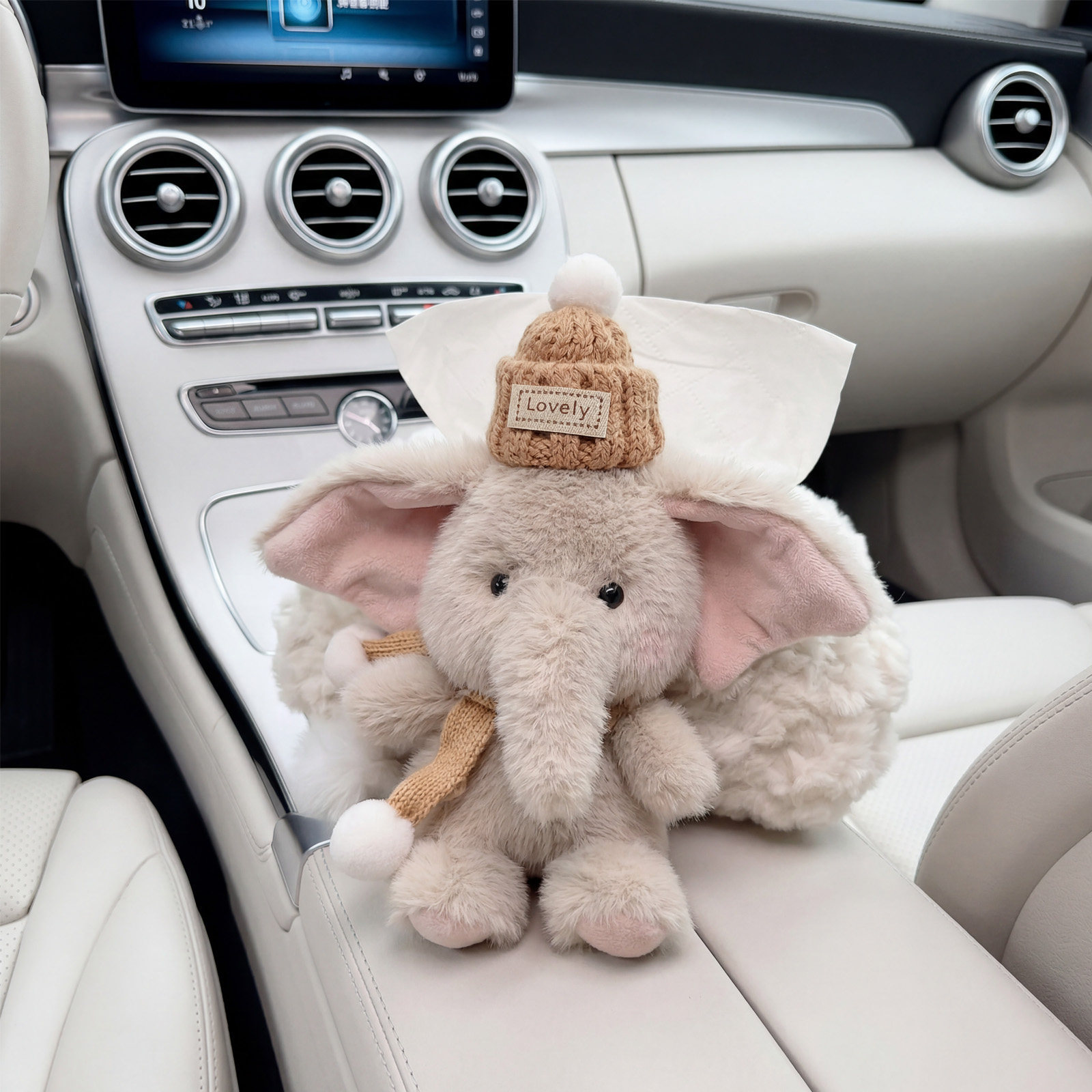 Cartoon Elephant Car Creative Seat Back Tissue Holder Car Tissue Box In-Car Armrest Box Multifunctional Tissue Box