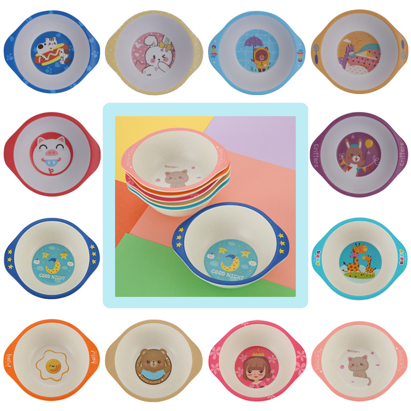 Cartoon Bamboo Fiber Household Baby Cute Eating Bowl Kindergarten Children's Supplementary Eating Bowl Maternal and Infant Activity Gift