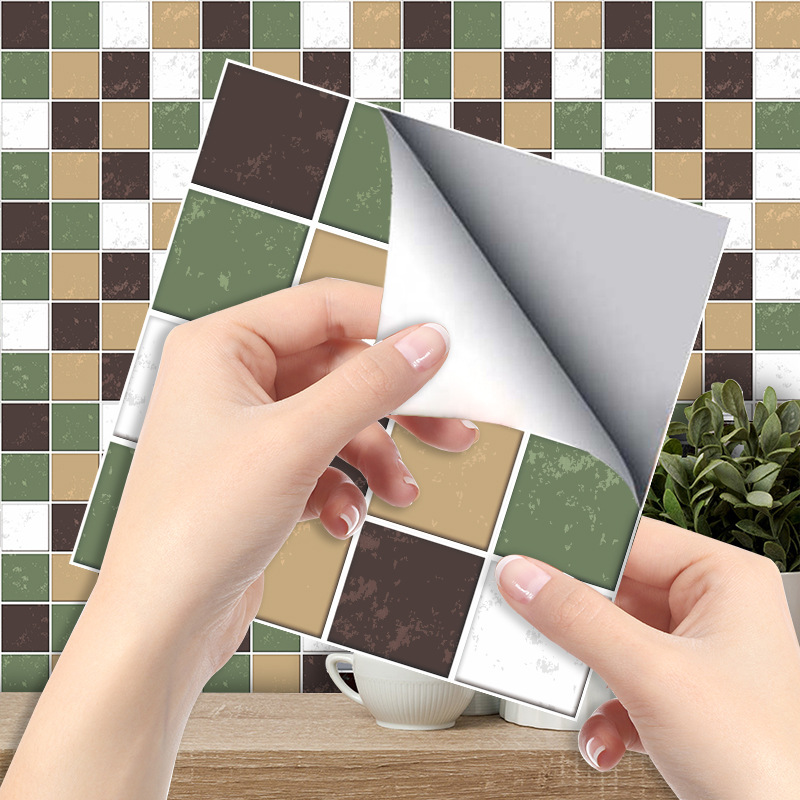 Fashion Green Lattice Tile Wall Floor Decoration Stickers display picture 4