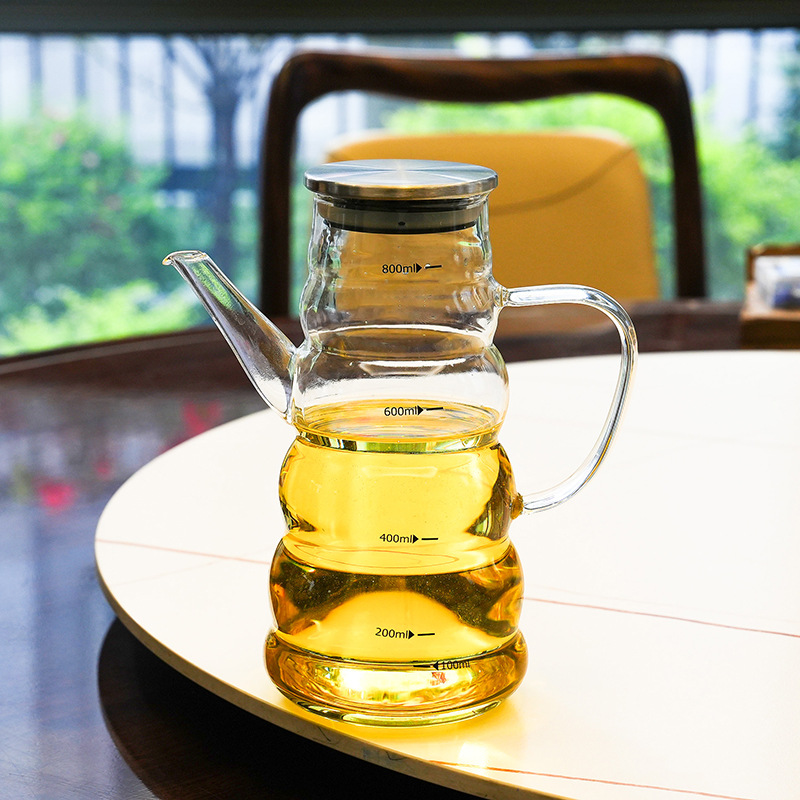 Olla de aceite de vidrio botella de aceite a rayas cocina hogar a prueba de fugas botella de condimento de aceite no colgante resistente a altas temperaturas tetera fría hervidor frío