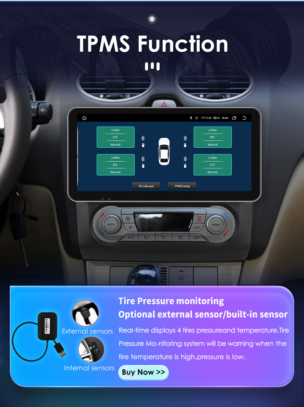 Suitable for 04-11 Ford Focus Android Large Screen Car Navigator with Wireless Carplay