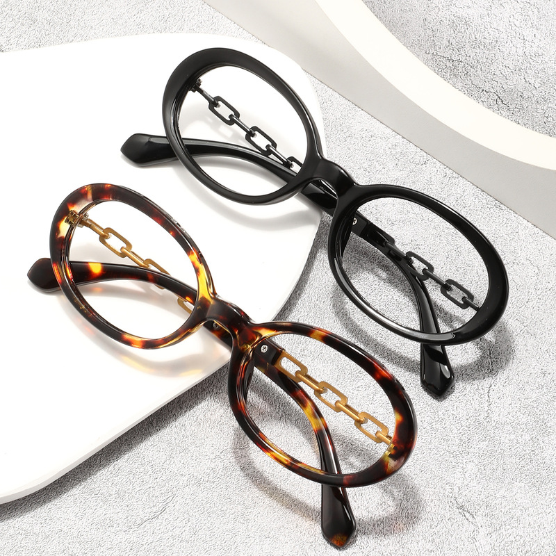 Cross-border oval metal chain leg fashion personalized anti-blue light reading glasses for middle-aged and elderly, trendy manufacturer wholesale Cross-border oval metal chain leg fashion personalized anti-blue light reading glasses for middle-aged and elderly, trendy manufacturer wholesale