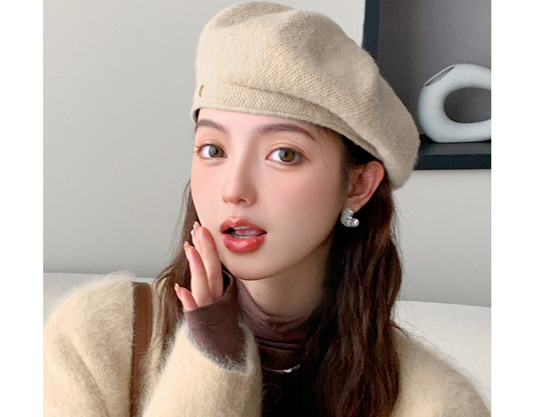 2024 Herbst und Winter Koreanische Ausgabe Internet Celebrity Fashion Baskenmütze Double Wear Vielseitiger Knospenhut Show Face Kleine Malermütze Weiblich_voghion.com