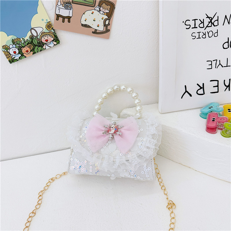 Bolsos infantiles, bolsos de moda princesa de perlas, bolsos de cambio de chicas lindas, bolsos de hombro de chicas