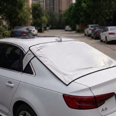 Car snow shield cloth car rear snow cover - car-rear-snow-shield-170t-silver-coated-fabric-3-magnets-14590