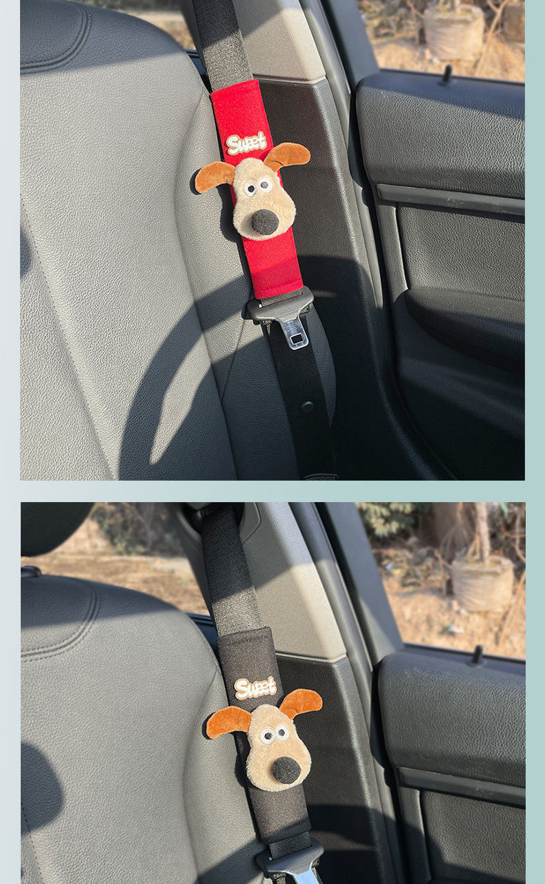 Car Seat Belt Shoulder Cover, Cute Doll with Raised Ears, Extended Length for Men and Women, Anti-Strangle Protection, Creative Personalized Car Decoration