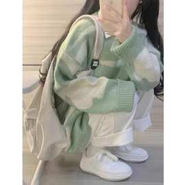 糯毛衣女内搭针织衫慵懒风加厚日系复古打底BF软撞色温柔秋冬宽松