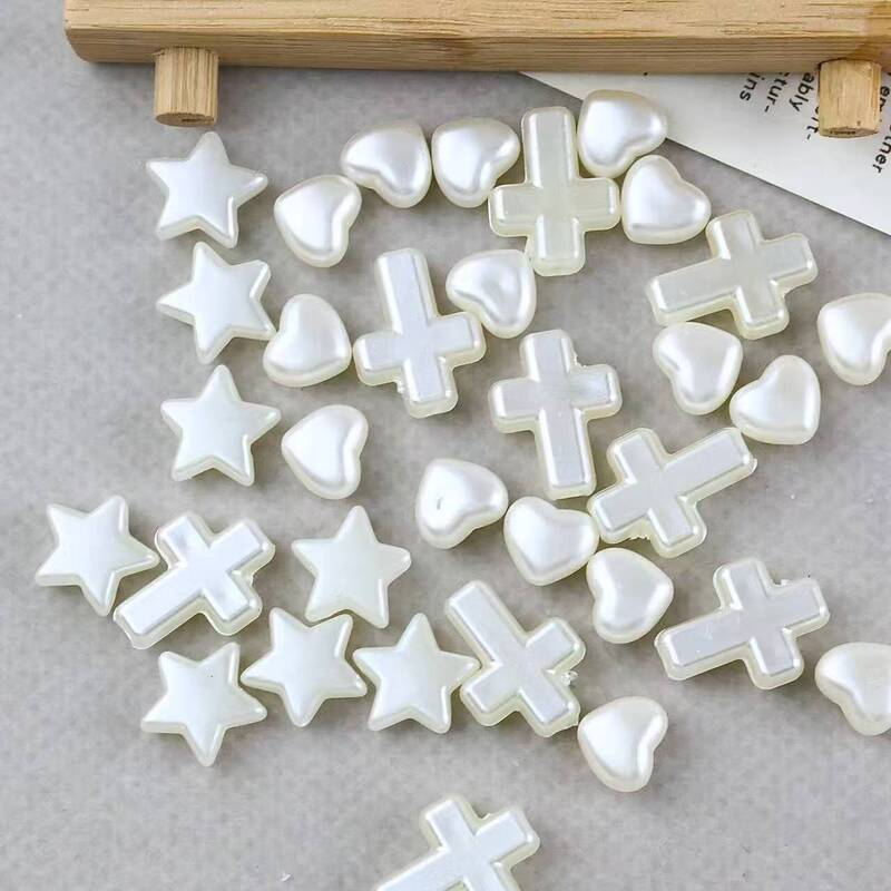 Imitation Pearl ABS Cross, Heart, Pentagram High-Gloss Style DIY Handmade Bracelet Bead Accessories Imitation Pearl ABS Cross, Heart, Pentagram High-Gloss Style DIY Handmade Bracelet Bead Accessories