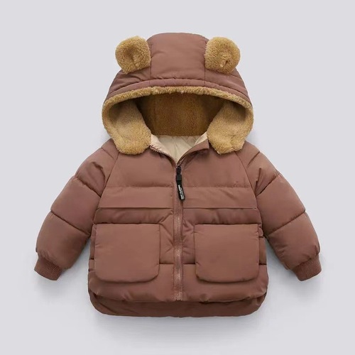  new autumn and winter cartoon style children's down jackets for boys and girls, cotton padded jackets for small and medium-sized children and babies, plus fleece jackets