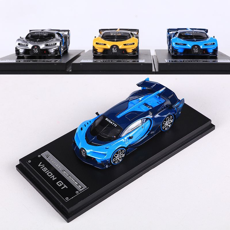 MJ 1:64 BUGATTI VISON GT 럭셔리카 로고 시뮬레이션 합금 자동차 모델 컬렉션 장식품