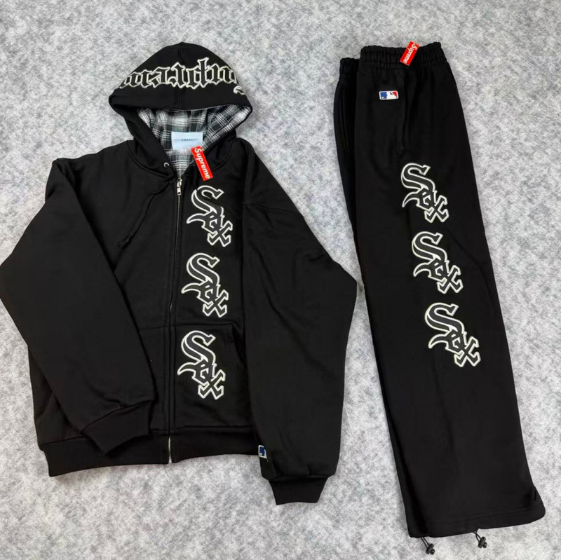 In stock Supreme 25FW Chicago White Sox Zip Up co-branded zip-up hoodie