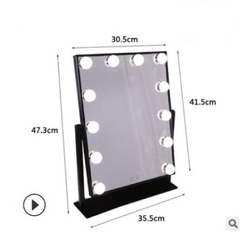 Cross-border best-selling single-sided 12-light makeup mirror, desktop LED light, three-color adjustable beauty makeup mirror with touch screen mirror
