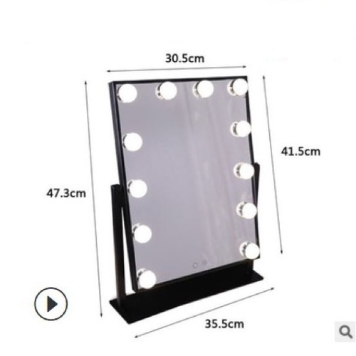 Cross-border best-selling single-sided 12-light makeup mirror, desktop LED light, three-color adjustable beauty makeup mirror with touch screen mirror