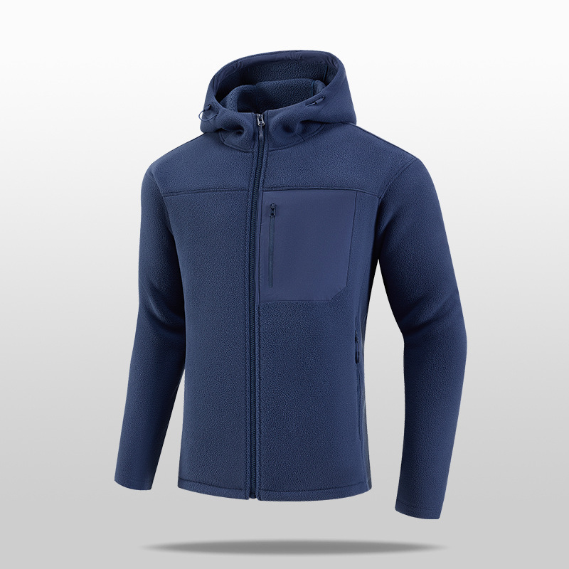 New autumn and winter outdoor hooded fleece jacket, warm and breathable, made with a blend of fleece and sherpa lining, men's style, with added fleece for extra warmth New autumn and winter outdoor hooded fleece jacket, warm and breathable, made with a blend of fleece and sherpa lining, men's style, with added fleece for extra warmth