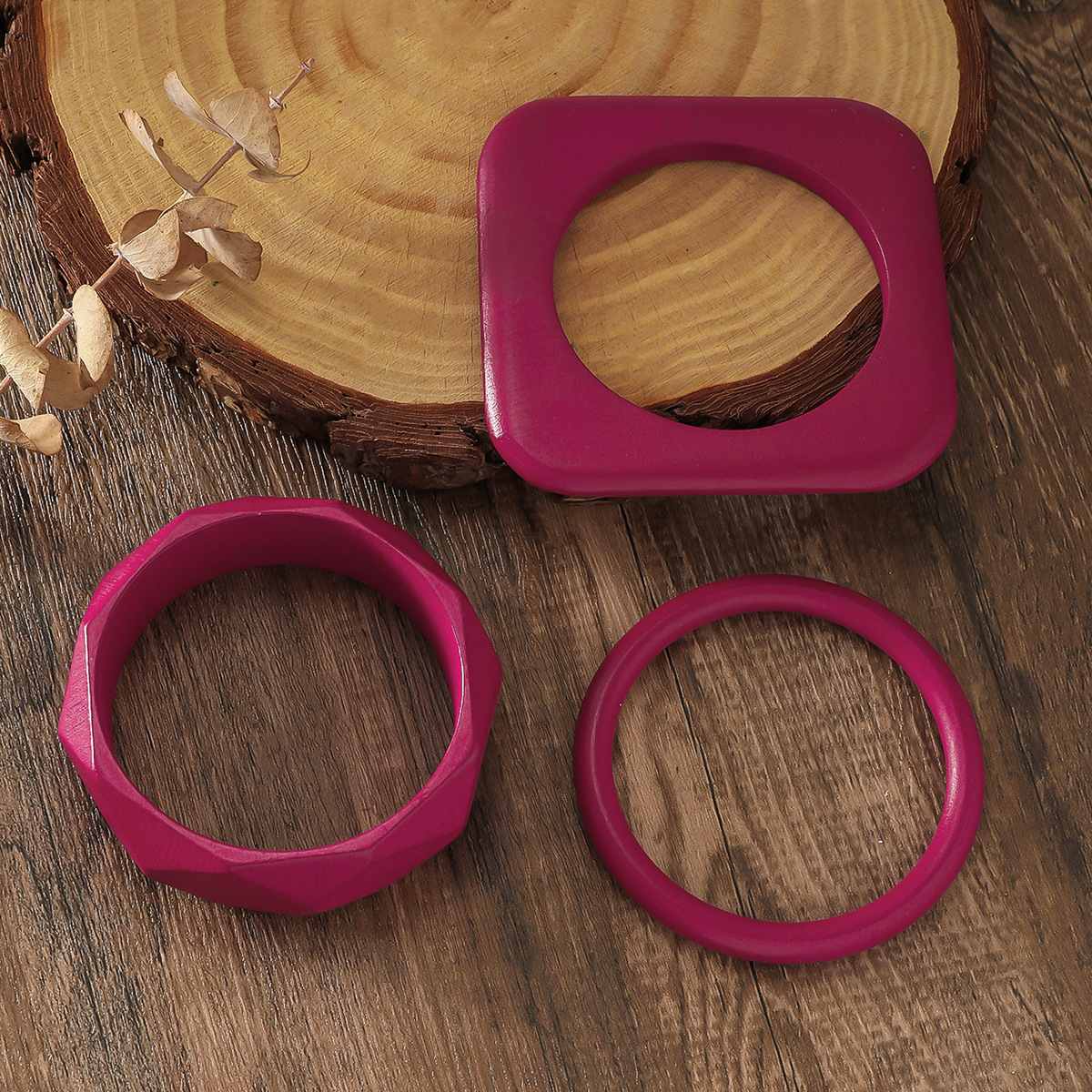 Solid Color Retro Classic Style Wood Bangle Wholesale display picture 19