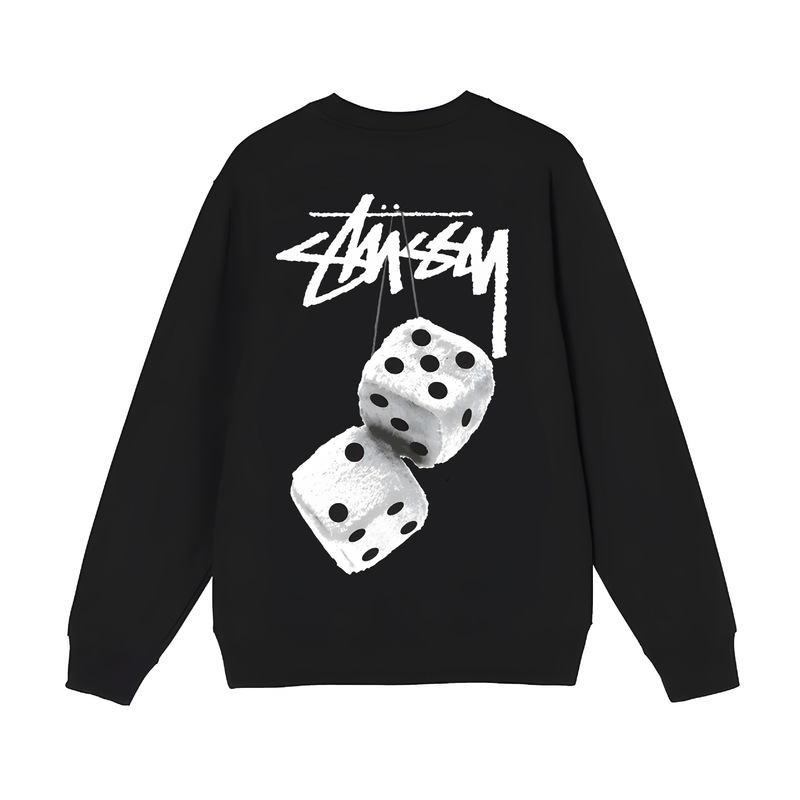 Cross-Border Stusy Printed Cotton Round Neck Sweatshirts for Men and Women, Trendyy Sweatshirts, Loose Casual Sweatshirts, Dropshipping