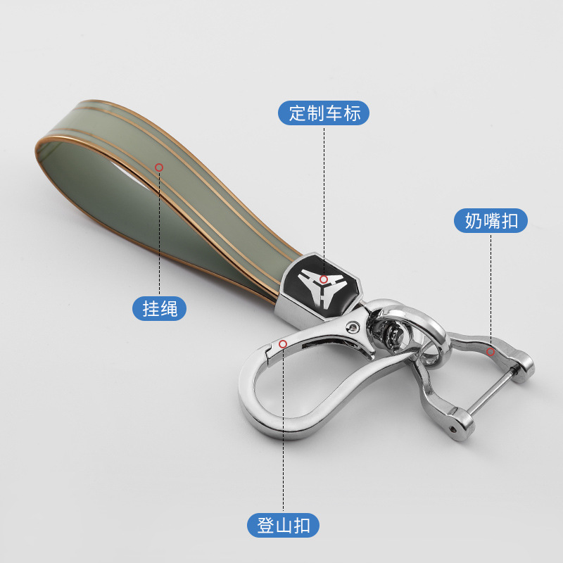 新しいtpuメッキの金の縁のキーホルダーの自動車のキーホルダーのペンダントの高品質の金属の馬蹄の掛け縄の卸売り